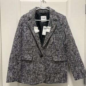 NWT Abercrombie & Fitch Women's Black and White Tweed Blazer